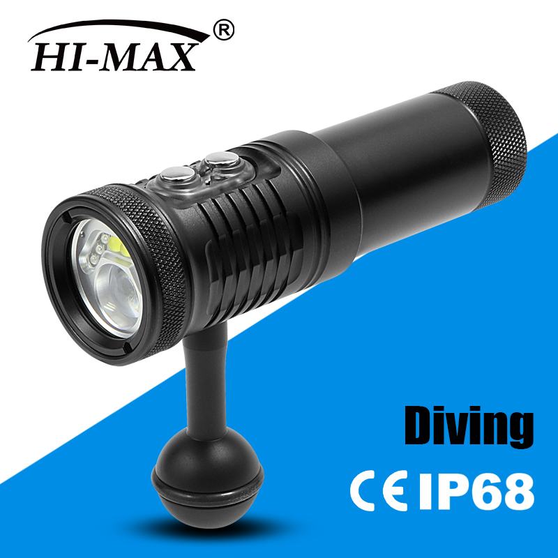 Hi-max подводное плавание V17 2200 люмен автоматическое отключение широкоугольный фонарь для дайвинга с двумя переключателями подводная фотокамера освещение для кемпинга Cree
