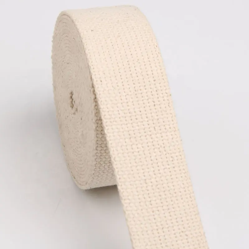 Custom 3.8cm organic natural color cotton webbing