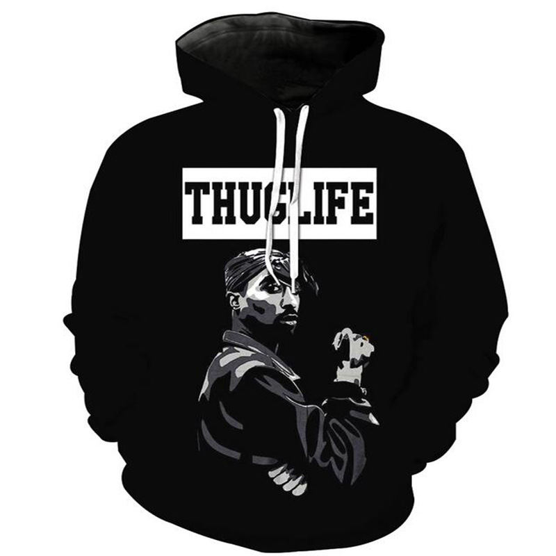 Оптом простые толстовки в стиле хип-хоп панк Тупак 2pac краситель сублимационный принт черные толстовки