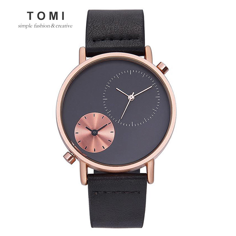 Новейшие простые водонепроницаемые наручные часы Tomi T079 с двумя часовыми поясами в стиле ретро