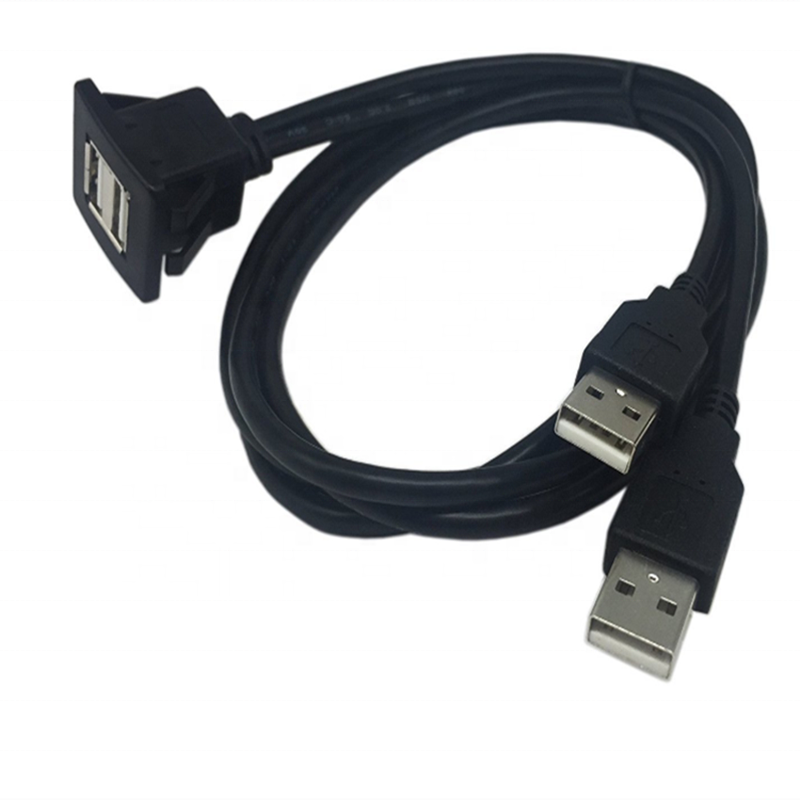Китайский поставщик, двойной USB 2,0 штекер на USB 2,0 гнездо, панель для утопленного монтажа, док-станция, вход aux Usb, Удлинительный кабель