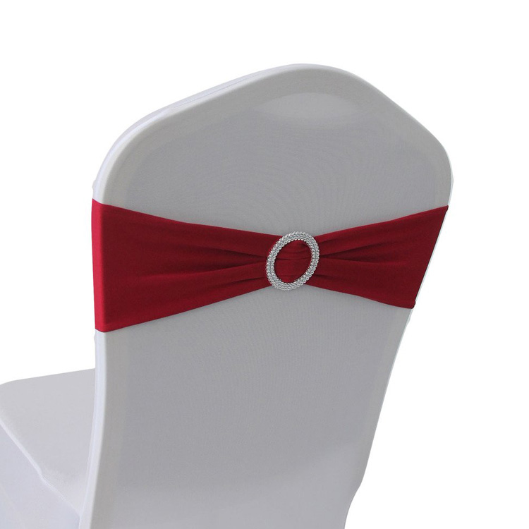 BS00136 cherry red Spandex chair band with buckle spandex sash chair sash for chair cover