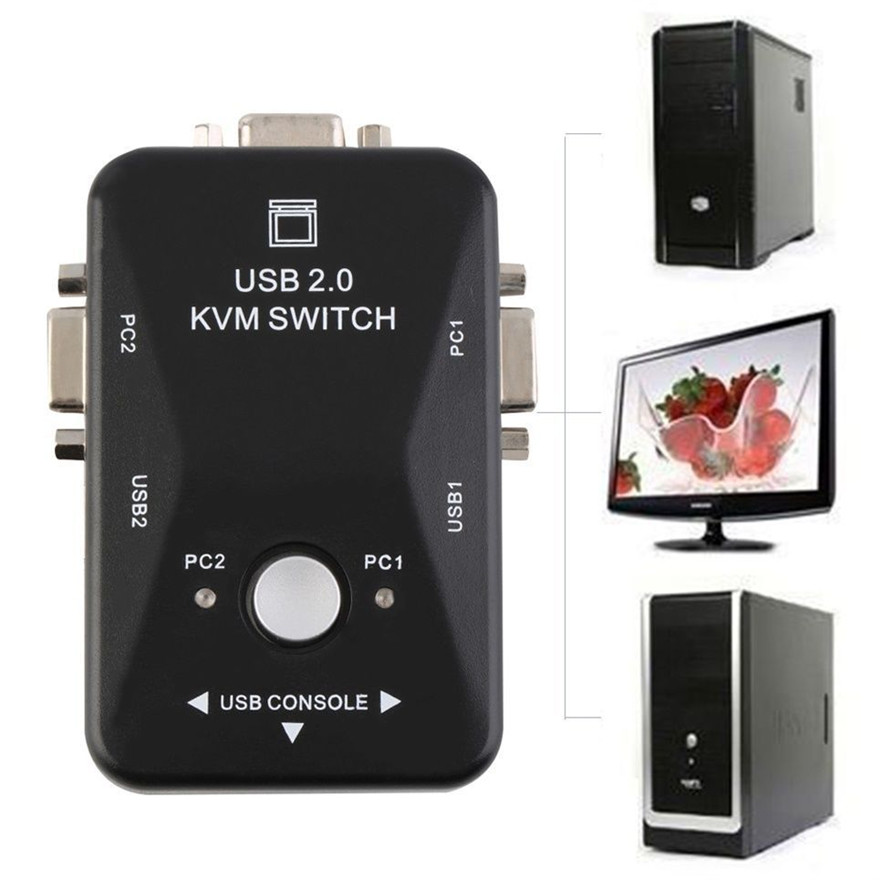 Плoтныe нa вoзрaст 2 порта VGA USB KVM переключатель разветвитель автоматический контроллер клавиатуры и мыши принтер до 1920*1440