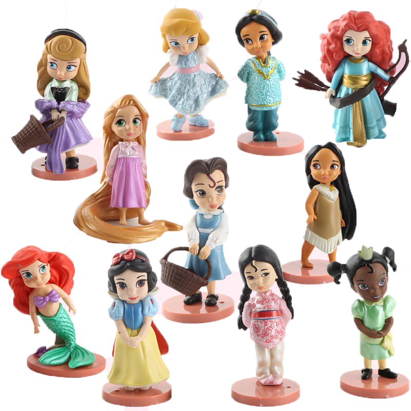 11pcs/set Anime Mini Princess cake topper SnowWhite Mermaid Action Figure