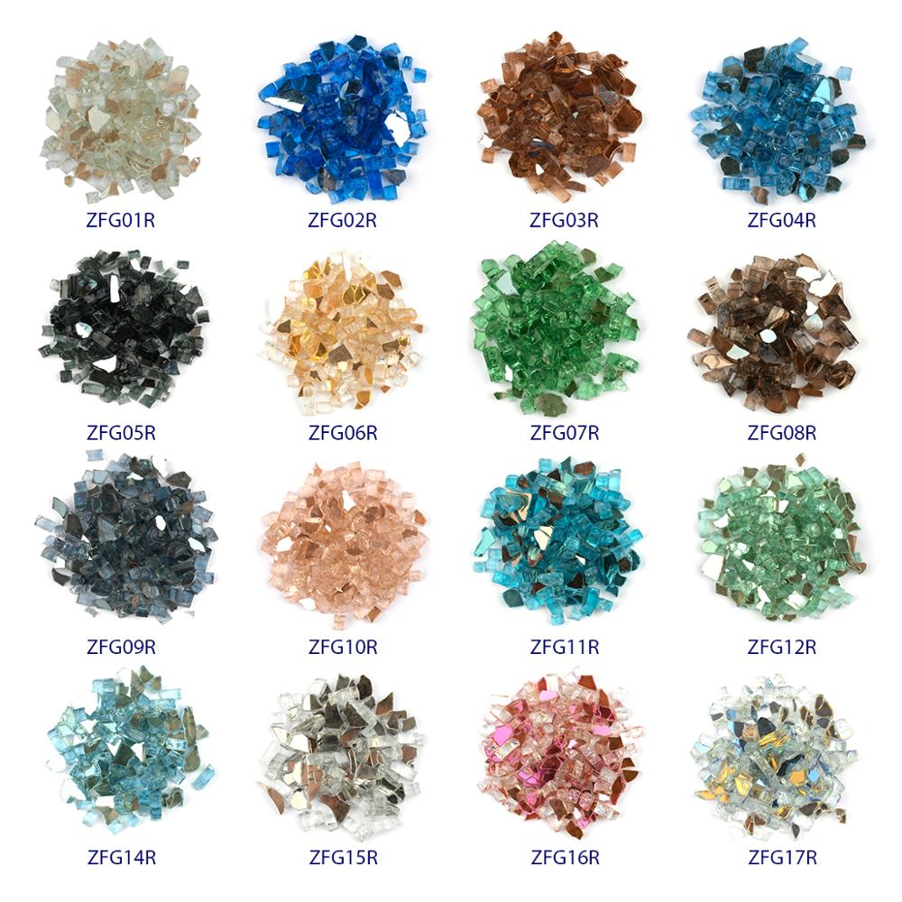 Crushed reflective fire pit glass for outdoor heaters burn