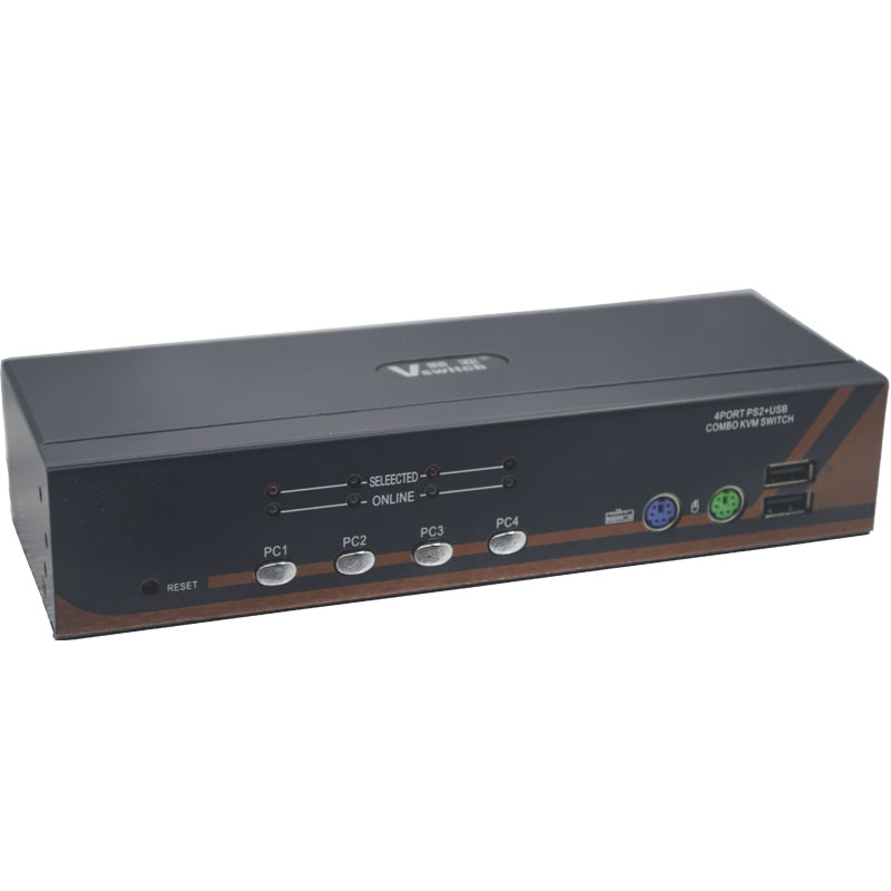 4-портовый USB 2,0 KVM переключатель коврик для мыши/клавиатуры/VGA видео монитор 200 МГц