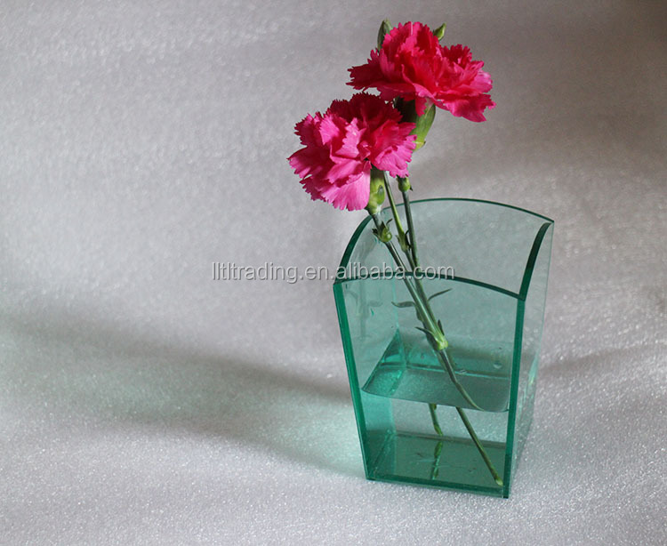 Wholesale customize clear or other colors translucent green rectangular or other shape acrylic vase