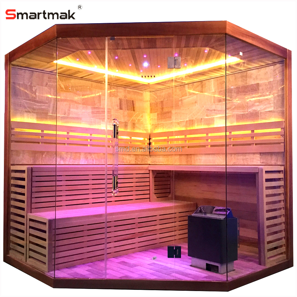 Smartmak Роскошная каменная соляная сауна Паровая комната, светодиодные Звездные огни угловая сауна на продажу