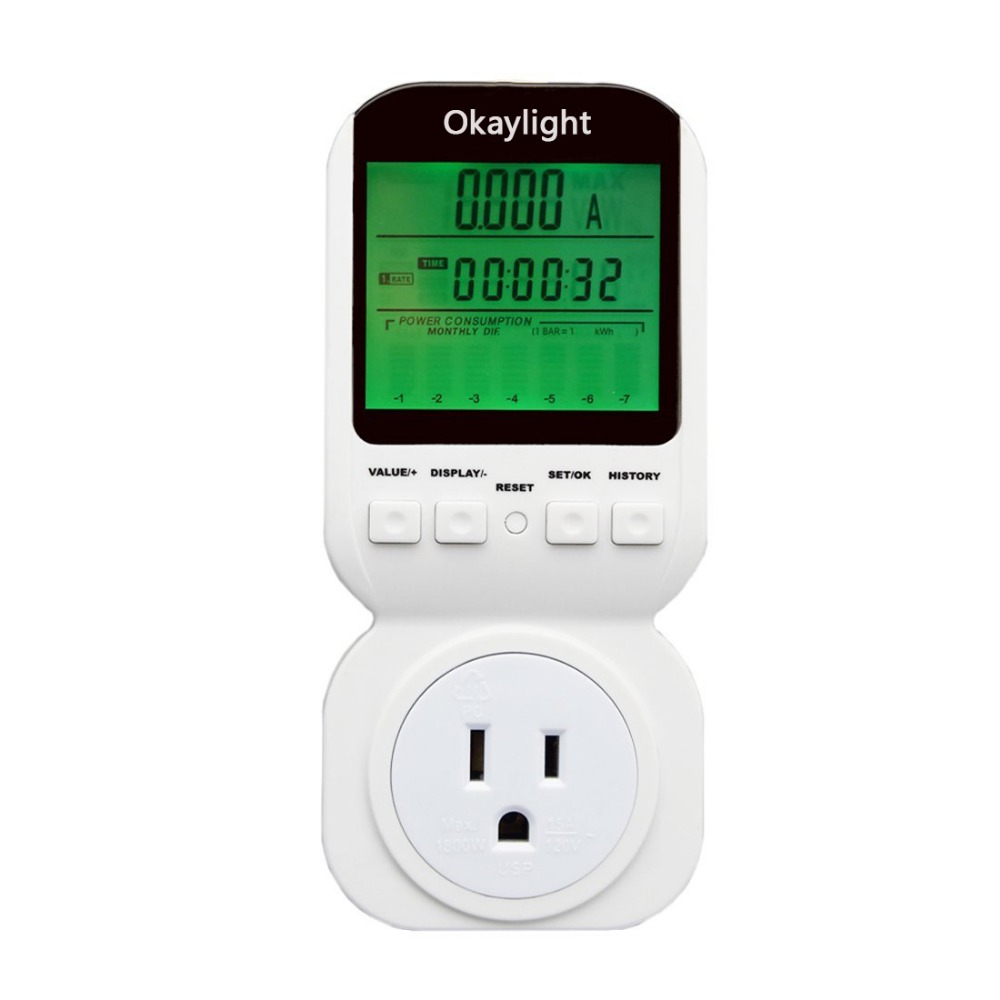 Black   white Electricity Usage Monitor Power Meter Reduce Your Energy Costs Meter