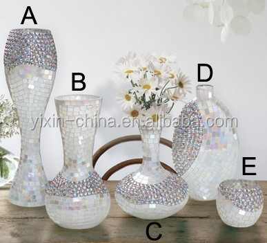 Handmade New Design Resin Mosaic Glass Flower Vases/Glass Mosaic Mirror Vase