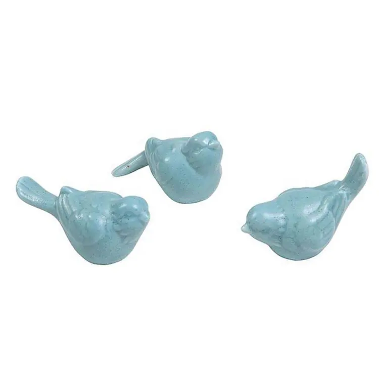 Aqua Set of 3 Ceramic Bird Figurine Home Decor