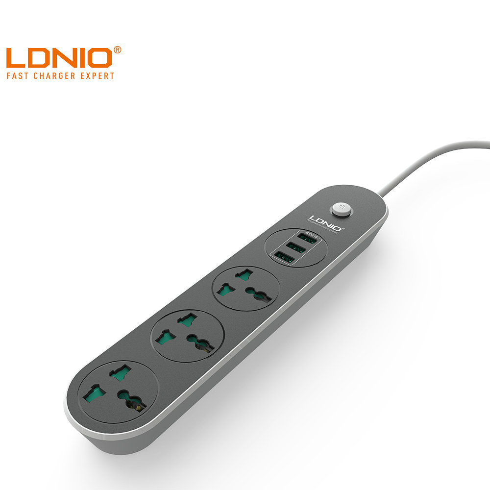LDNIO SC3301 3 Разъем питания Combo 3 порта USB Настольный разветвитель питания с 1,6 м США/AU/EU/UK удлинитель для дома/офиса