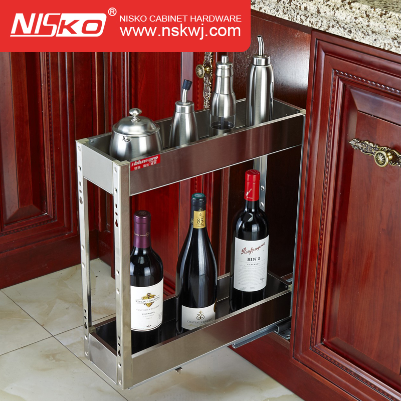 Корзина для специй и банок NISKO, выдвижная кухонная корзина из нержавеющей стали для хранения