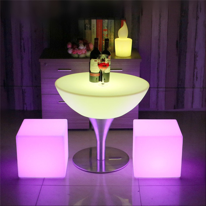 RGB furniture lighting LED plastic cube stool remote control LED funny bar stool with colors changing