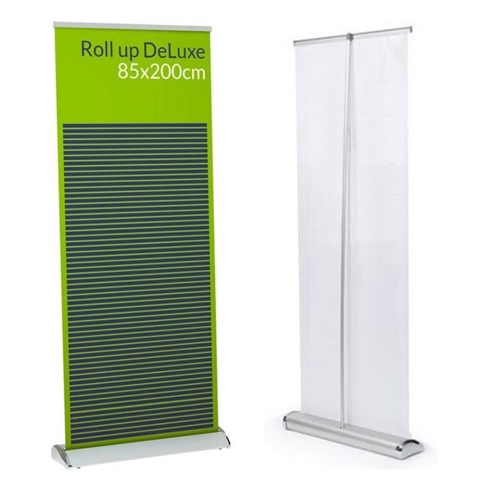 Делюкс Roll up стенд 85x200 см алюминий широкий база Roll up стенд