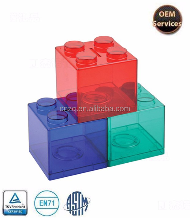 Пластиковая Копилка LEGO 2x2, квадратная копилка для монет