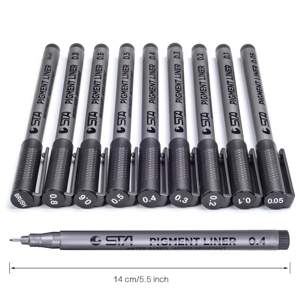 Amazon Горячая продажа 9 шт. Fineliner тонкие советы STA брендовые эскизные маркеры
