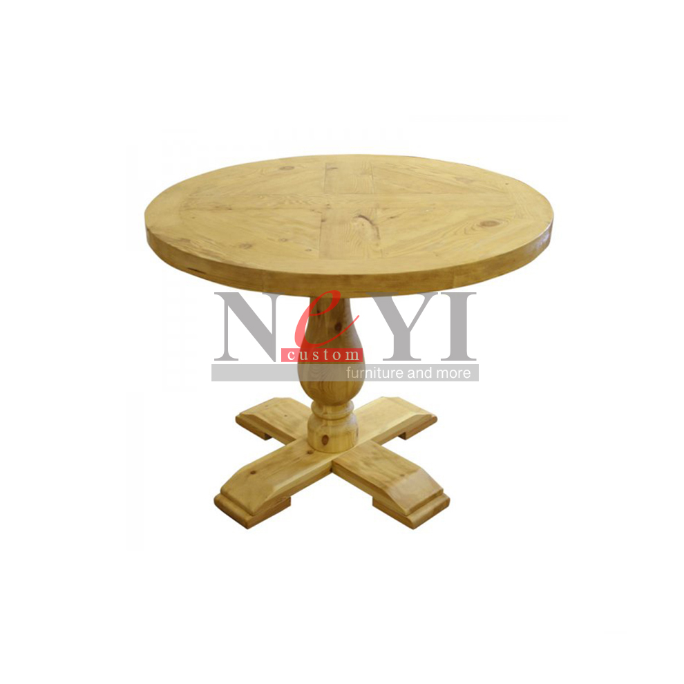 NEYI DT155 custom wooden round dining table with wood legs for restaurant