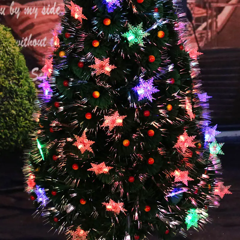 Custom Fiber Optical Led Lights Christmas Tree With Green Leaves