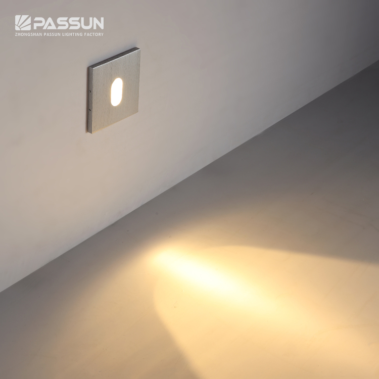 recessed indoor square 1w 122lm led step light 86*86*57mm
