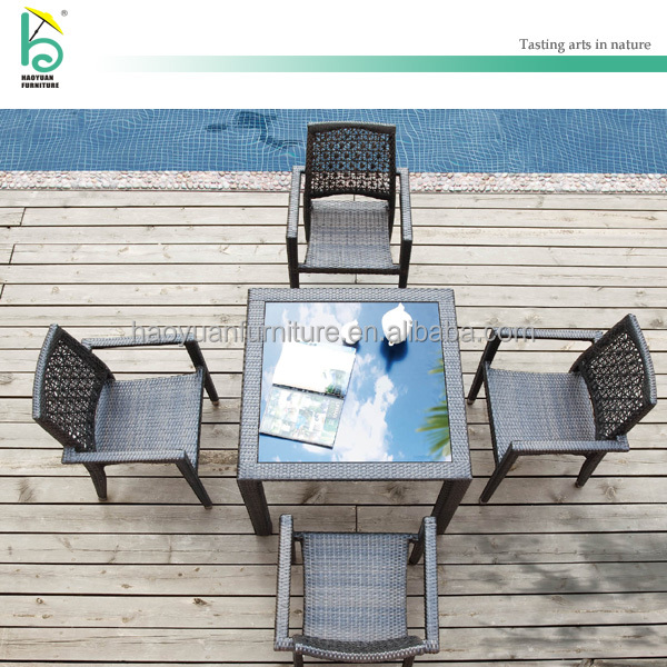 latest leisure fashionable frame outdoor garden and patio furniture set dining rattan chairs aluminum PE material