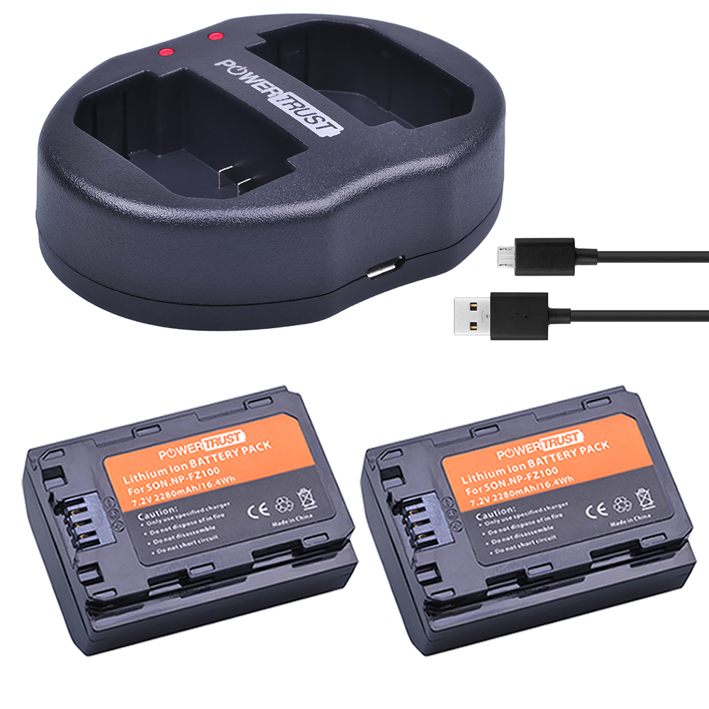 Powertrust NP-FZ100 аккумулятор и зарядное устройство с двумя usb-портами для объективов цифрофой камеры Sony Alpha 9 A9R A9S A7R III A7 III цифровых камер