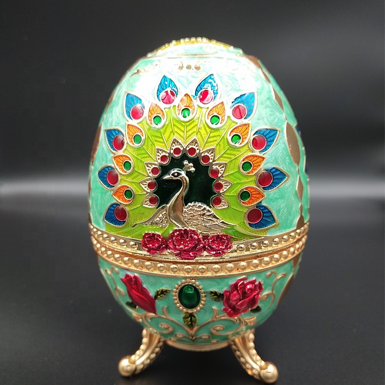 Горячая Распродажа античный цинковый сплав Faberge пасхальное яйцо в форме павлина узор эмаль автоматический держатель зубочисток для украшения дома