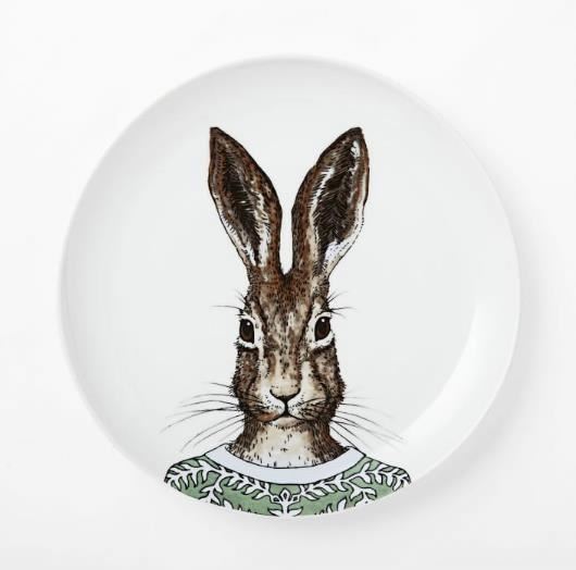 Factory directly sale european white ceramic plate animal cartoon dinner plate