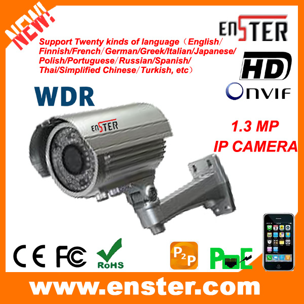 1.3mp водонепроницаемый ик пуля ip-камеры/высокого разрешения wdr сетевая камера наблюдения