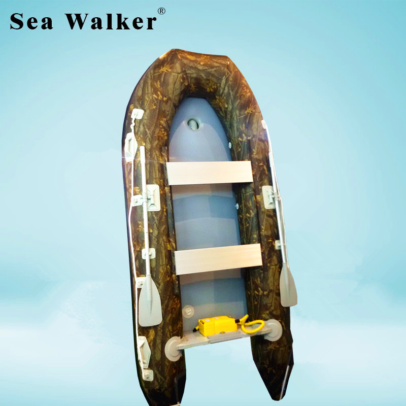 Seawalker 2018 New Design 3.8M Camouflage Pvc Fishing Sport Boat Inflatable Rubber Boat With Air Deck Floor For Sale