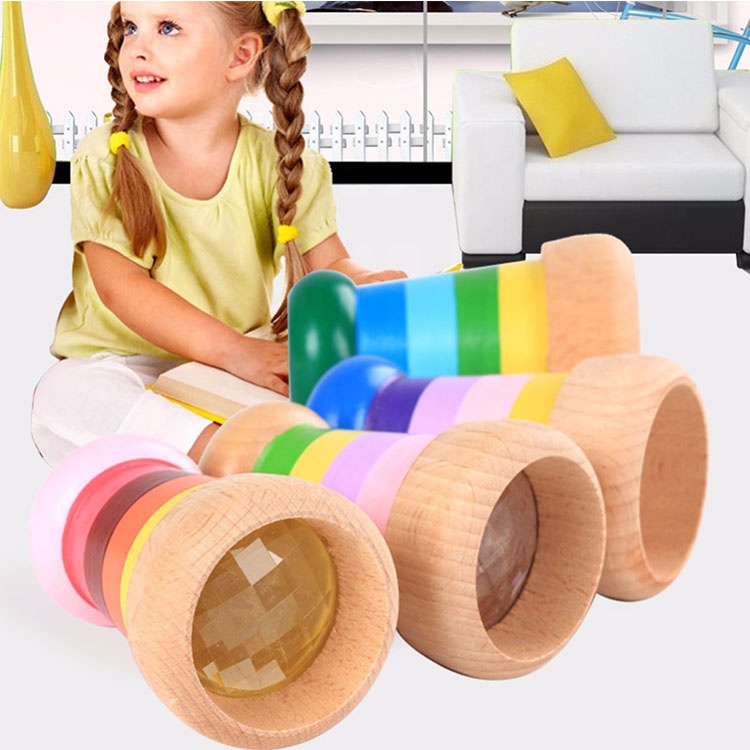 Baby Boy Girls Novelty Gift Educational Kids Learning Puzzle Toy Random Color Wooden Magic Kaleidoscope for Children