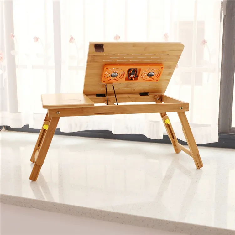 Factory lowest price portable laptop table solid bamboo table top small folding study table