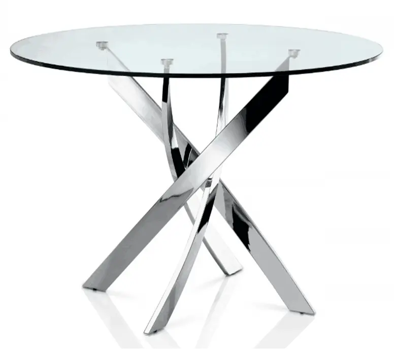 Tempered Glass Top Kitchen Table With Cross Legs