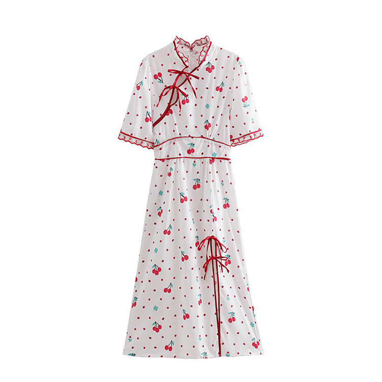 Летние модные женские платье Ципао вишни напечатаны Qipao платье