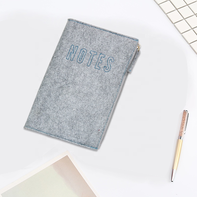 Customized Felt with Zipper Pocket and Card Slots for Notebook Cover
