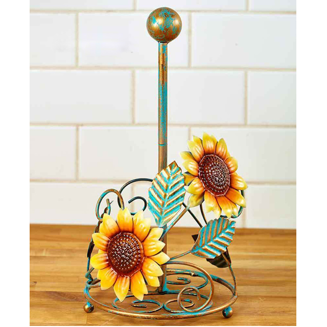 metal sunflower Cheap Face Tissure Holder kitchen Paper Holder with Shelf metal paper towel holder