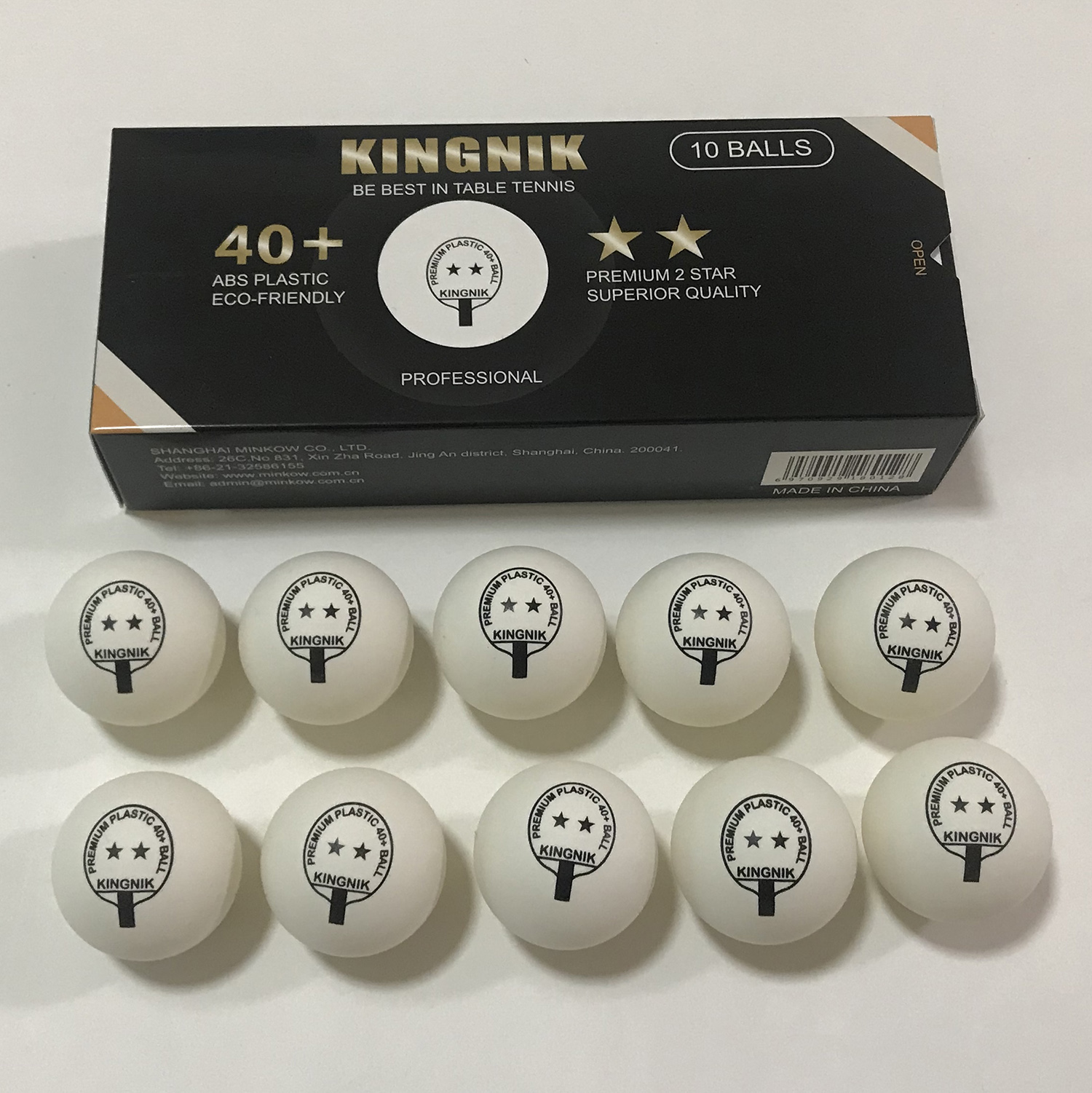 Европейская версия-B KINGNIK 2star premium тренировочный 40 + белый пластиковый мяч для настольного тенниса, 10 мячей/коробка