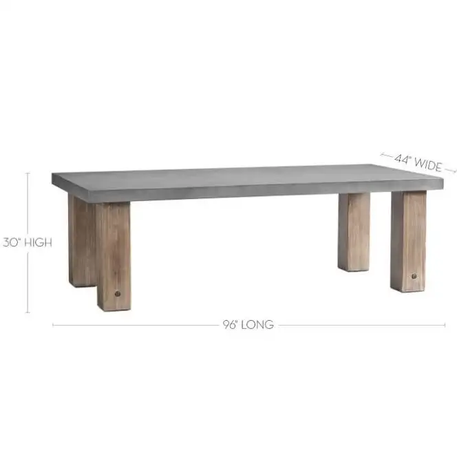 luxury concrete topped long outdoor dining table