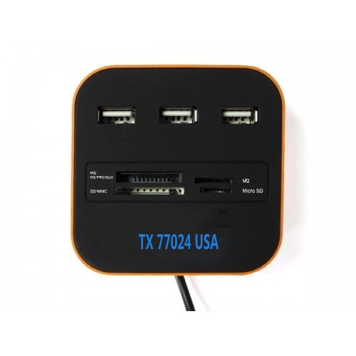 Мини светодио дный квадратный светодиодный USB 2,0 3 порта кардридер Combo usb-концентратор для SD/MMC/M2 MS