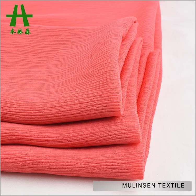 Mulinsen Textile Woven 100% Polyester 100D Crinkle Chiffon Crushed Crepe Fabric