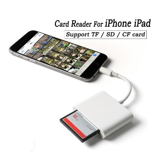 3 в 1 OTG 8pin к SD TF CF кардридер для iPhone iPad кардридер адаптер