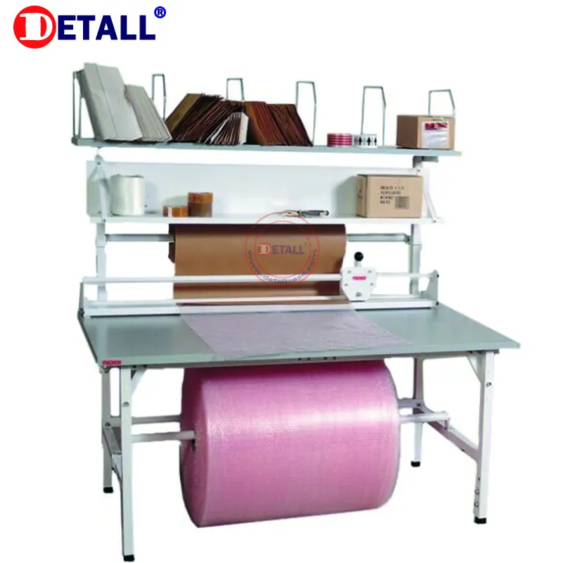 European standard packing table e-commerce quality shrink wrap cutter packing workbench with scale tray