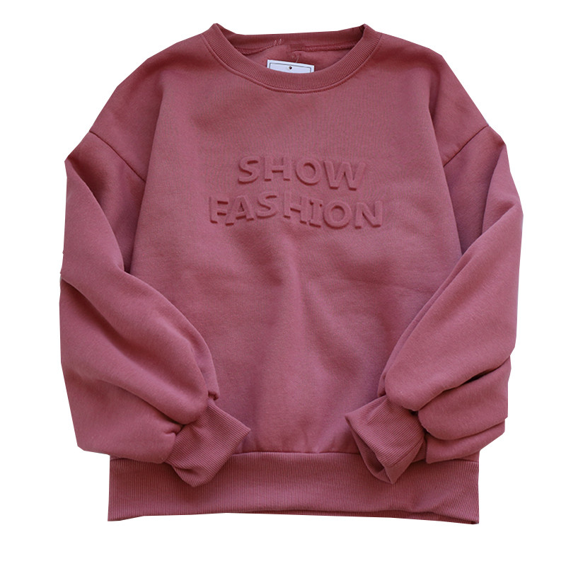 Customized Embossed Design Wholesale Ladies 70%Cotton 30%Polyester Polar Fleece Dropped Shoulder Embossed Sweatshirts