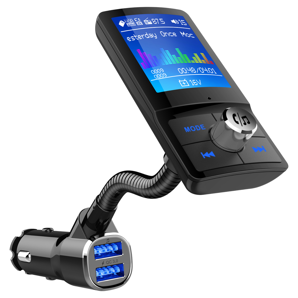 Новый дизайн, большой цветной дисплей BT4.2, двойной USB-порт BC43, громкая связь, mp3-плеер QC3.0, автомобильный комплект, Fm-передатчик, зарядное устройство