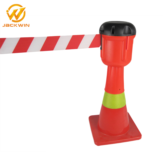 9 Meters Red White Or Yellow Black Traffic Retractable Belt Cone Tape Cone Topper