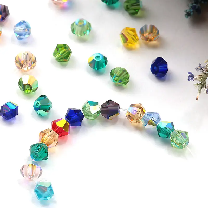 AAA Best Quality Flat Both Sharp Shiny Colors Bicone Crystal Glass Bead for Crystal Glass Jewelry Decoration