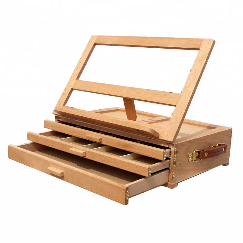 Деревянный Artbrush Toolbox с тремя ящиками