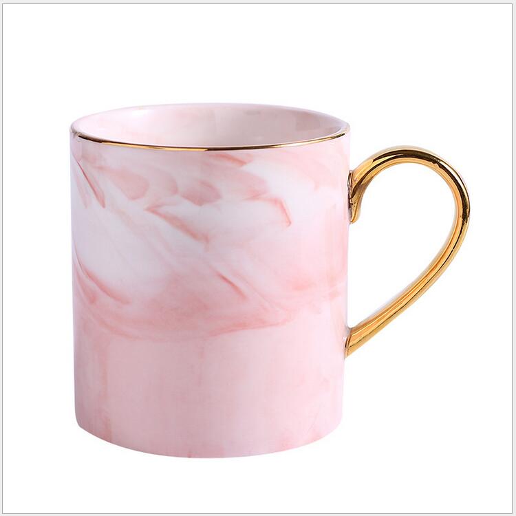 Lekoch European Marble Grain Pink Phnom Penh mugs Couple Lover's Gift Morning Mug