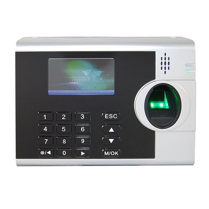 Biometric clock in system with employee time recording software
