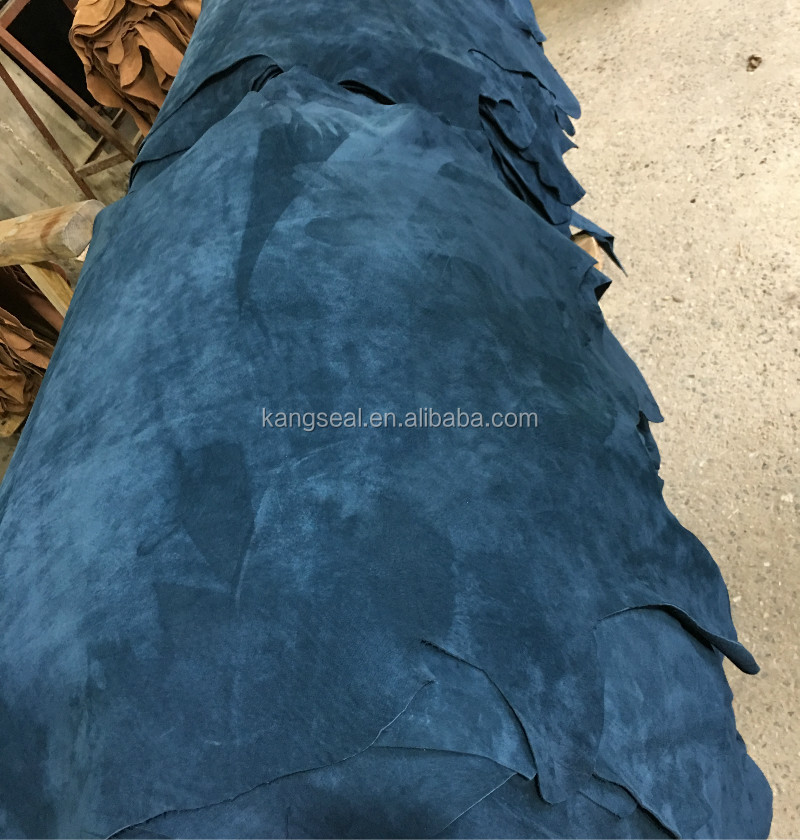 Sinosure business blue color pig split suede nubuck leather